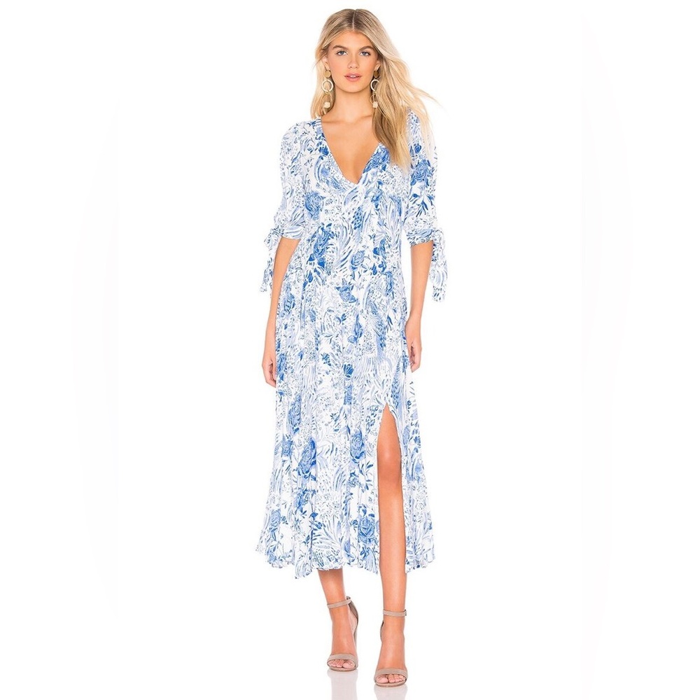 Free People Forever Always blue & white Midi Dress Size 2